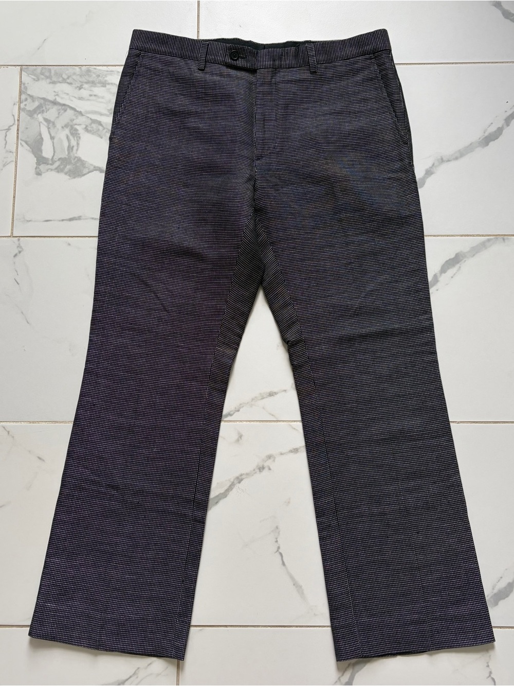 John Varvatos Trouser Pants Size 50 Black White Geometric Dots 34” Waist Linen
